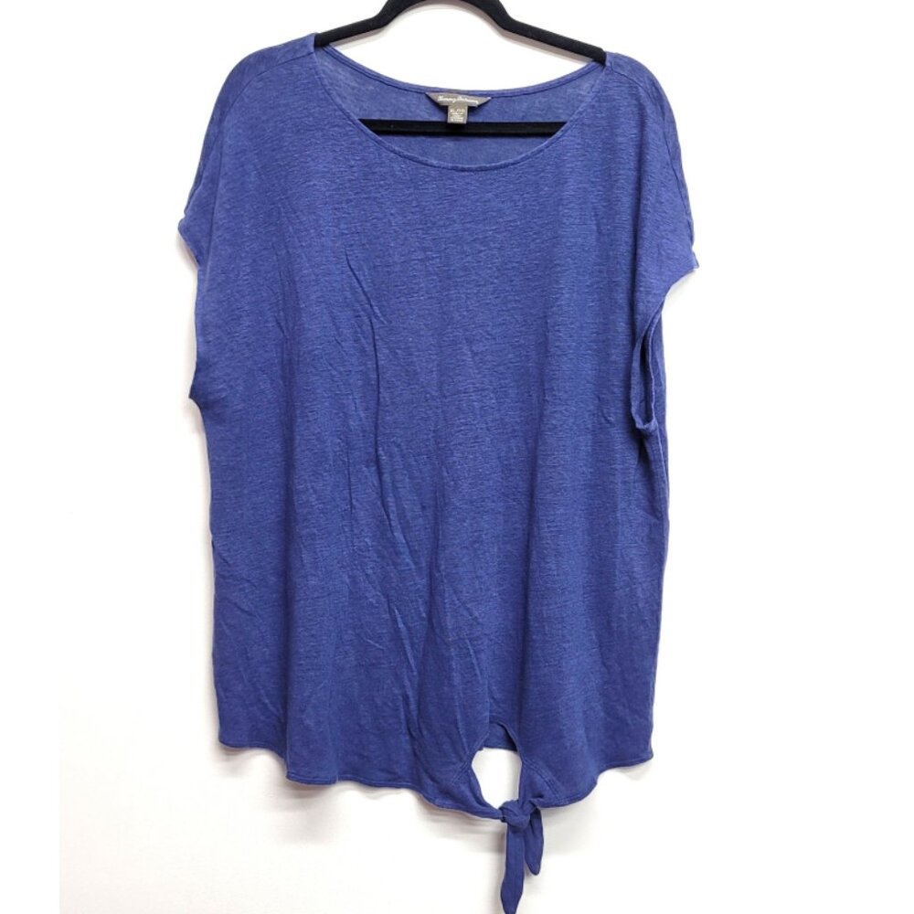 Tommy Bahama Blue Linnea Jersey Linen Side-Tie T-Shirt XL